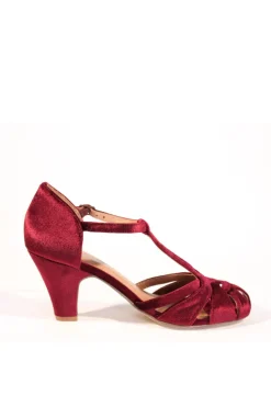 Sergi Velvet T-Strap Heels Clearance
