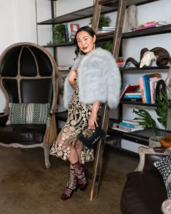 Serpentine Floral Black Sheer Crew Sock