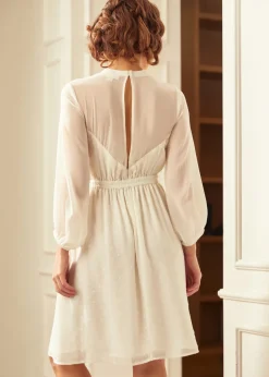 Hangzhou HS Fashion Corporation Ltd. Sheerly Blessed In Bliss Fit and Flare Dress Ivory Polka Dots Best