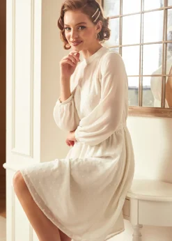 Hangzhou HS Fashion Corporation Ltd. Sheerly Blessed In Bliss Fit and Flare Dress Ivory Polka Dots Best