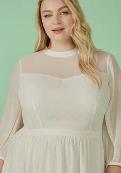 Hangzhou HS Fashion Corporation Ltd. Sheerly Blessed In Bliss Fit and Flare Dress Ivory Polka Dots Best