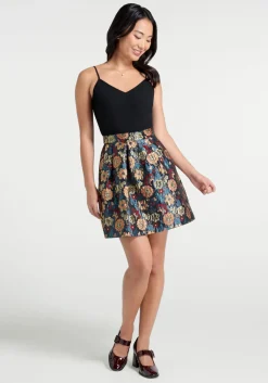 ModCloth Shimmer and Shake Mini Skirt Gilded Brocade Best