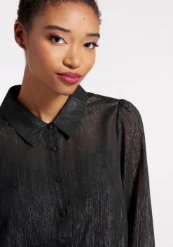 Princess Highway Shimmering Rainfall Button-Up Blouse Black Outlet