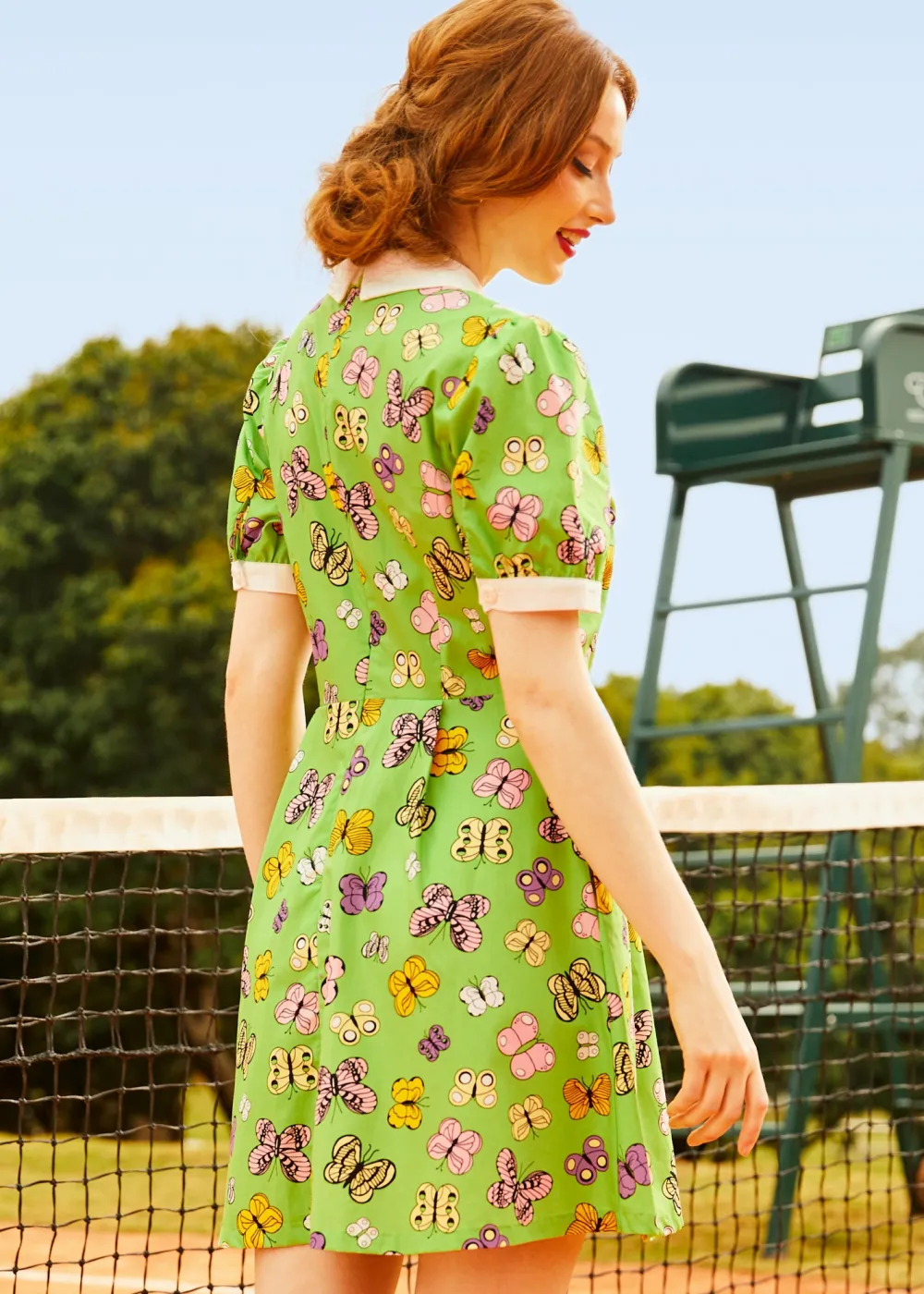 ModCloth Silly Love Songs Shirt Dress Green Butterfly Sale
