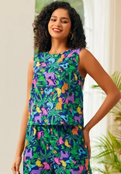 BTC Sleeveless Scoop Neck Top Psychedelic Rainforest Sale