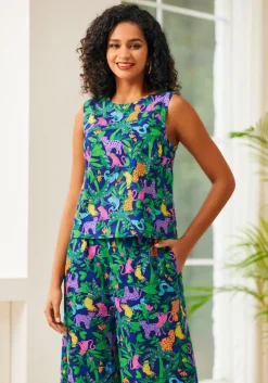 BTC Sleeveless Scoop Neck Top Psychedelic Rainforest Sale