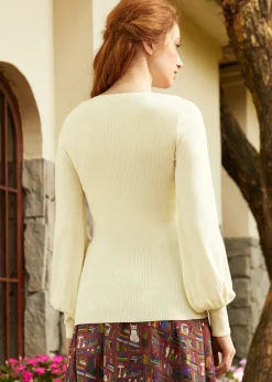 Sock Hop Sensation Long Sleeve Scoopneck top Moonlit Pearl