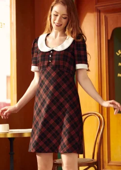 Soda Fountain Sweetie Empire Dress Cherry Grid Discount