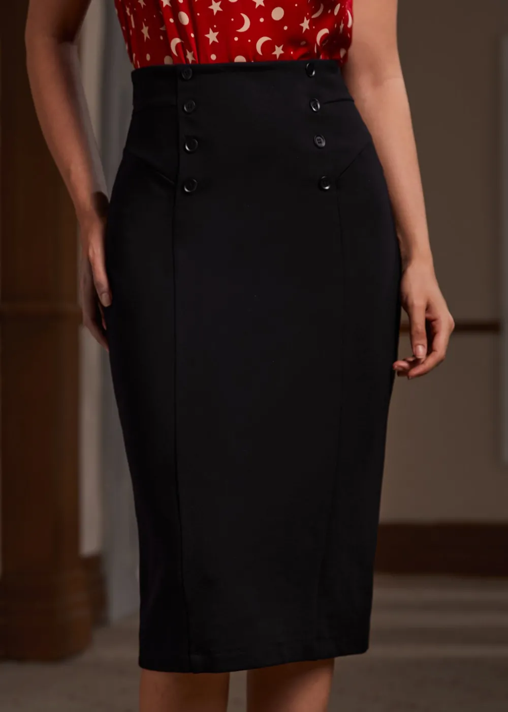 BTC Speakeasy Soirée Pencil Skirt Bewitching Black Clearance