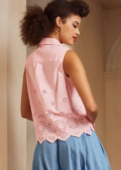 Spotlight Spark Embroidered Sleeveless Shirt Rosewater Best