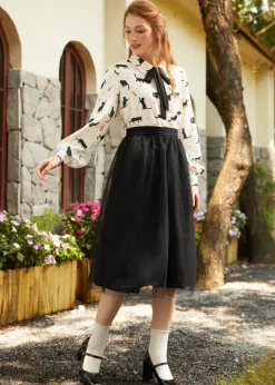 ModCloth Spotted Across The Room Skirt Black New