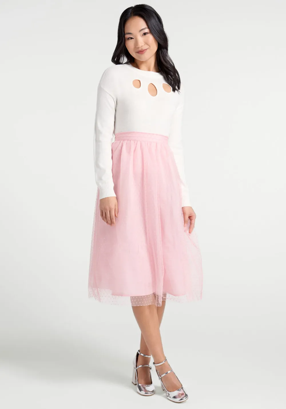ModCloth Spotted Across The Room Skirt Pink Discount