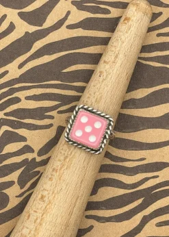 Sterling Silver Dice Ring Pink 5 Online