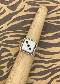 Sterling Silver Dice Ring White 3 Online