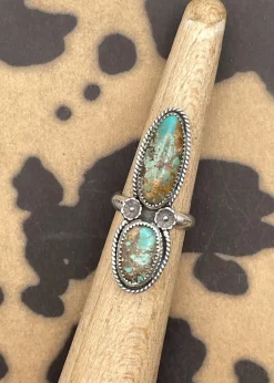Sterling Silver Double Stone Ring Turquoise Hot