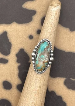 Sterling Silver Oblong Ring Turquoise