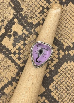 Sterling Silver Scorpion Heart Ring Lavender New