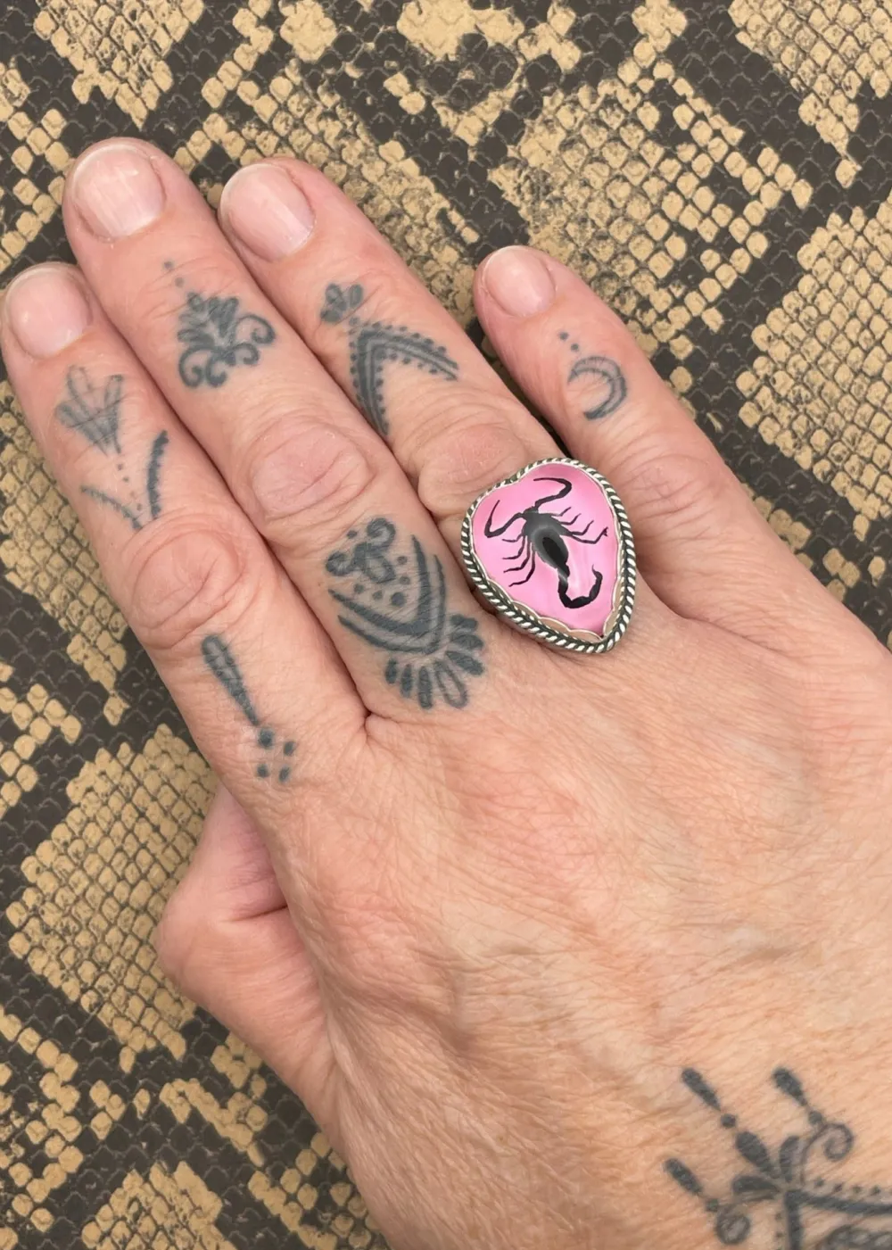 Sterling Silver Scorpion Heart Ring Pink Online