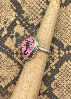 Sterling Silver Scorpion Heart Ring Pink Online
