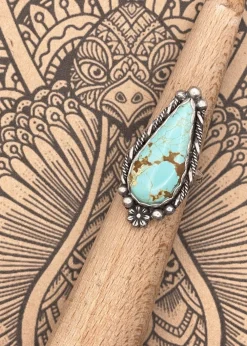 Sterling Silver Flower Ring Turquoise Discount