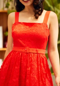 ModCloth Strappy Go Lucky Fit And Flare Mini Dress Red Heart Lace Online