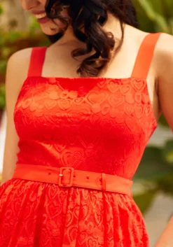 ModCloth Strappy Go Lucky Fit And Flare Mini Dress Red Heart Lace Online