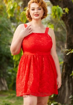 ModCloth Strappy Go Lucky Fit And Flare Mini Dress Red Heart Lace Online