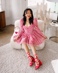 Strawberry Daisy Ruffle Sheer Crew Sock