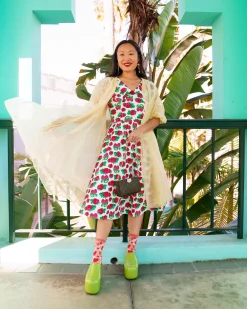 Strawberry Daisy Ruffle Sheer Crew Sock