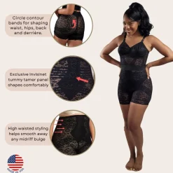 Style 6207 | No Roll High Waist Lace Thigh Slimmer with Extra Firm Support Discount