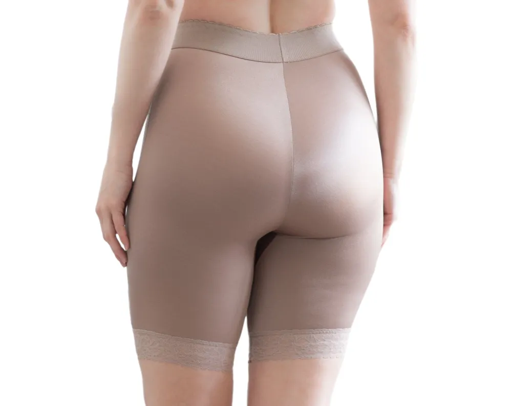 Style 518 | High Waist Light Shaping Bike Short | Satin 4-Way Stretch with Built-In Panty Outlet