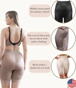 Style 518 | High Waist Light Shaping Bike Short | Satin 4-Way Stretch with Built-In Panty Outlet