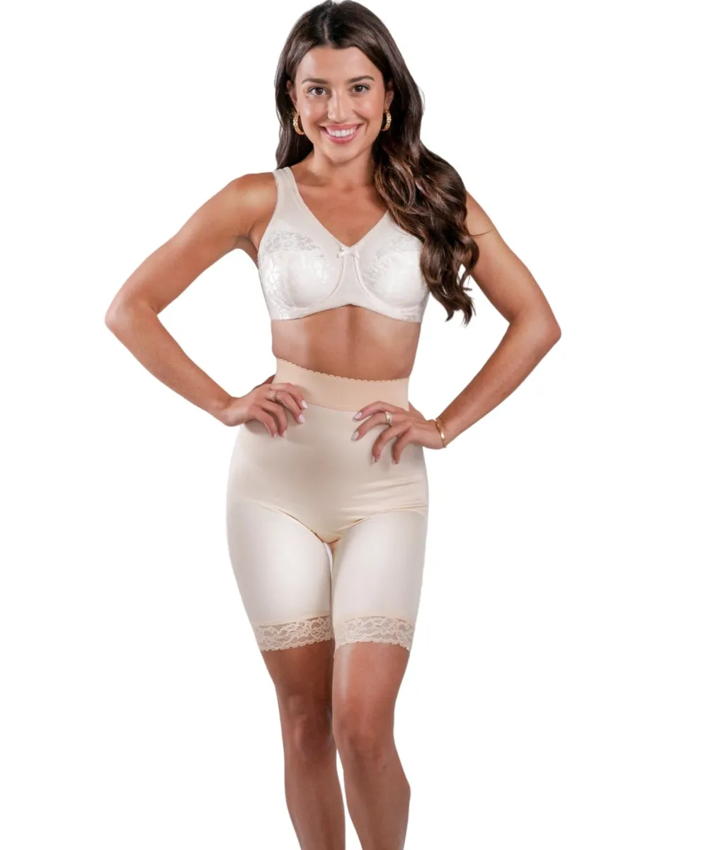 Style 518 | High Waist Light Shaping Bike Short | Satin 4-Way Stretch with Built-In Panty Outlet
