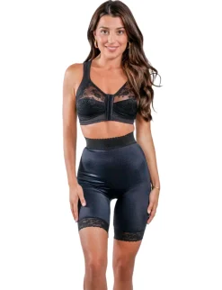 Style 518 | High Waist Light Shaping Bike Short | Satin 4-Way Stretch with Built-In Panty Outlet