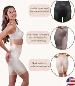Style 518 | High Waist Light Shaping Bike Short | Satin 4-Way Stretch with Built-In Panty Outlet