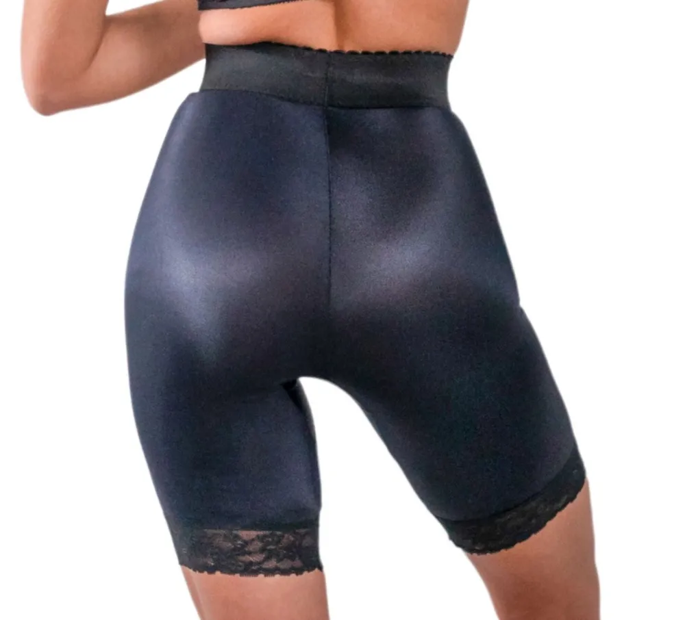 Style 518 | High Waist Light Shaping Bike Short | Satin 4-Way Stretch with Built-In Panty Outlet