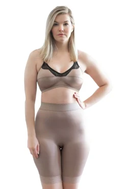 Style 518 | High Waist Light Shaping Bike Short | Satin 4-Way Stretch with Built-In Panty Outlet