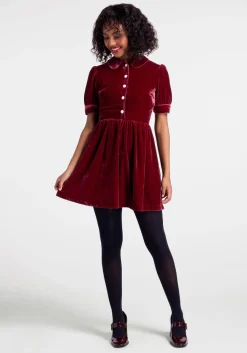 ModCloth Such A Stunner Velvet Shirt Dress Red Velvet New