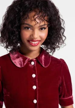 ModCloth Such A Stunner Velvet Shirt Dress Red Velvet New