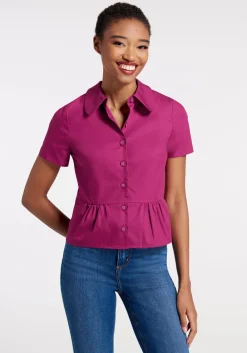 ModCloth Such Sweetness Peplum Top Raspberry Hot