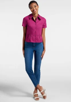 ModCloth Such Sweetness Peplum Top Raspberry Hot