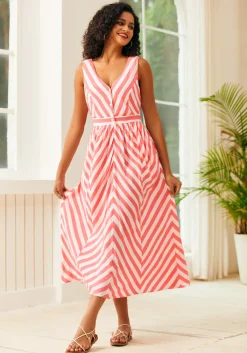 Sunbeam Striped Midi Dress Pink Stripe