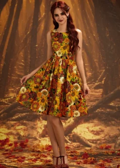 Sunflower Floral Vintage Dress