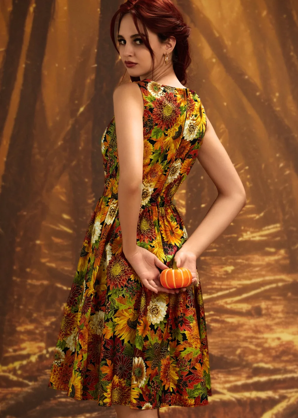 Sunflower Floral Vintage Dress