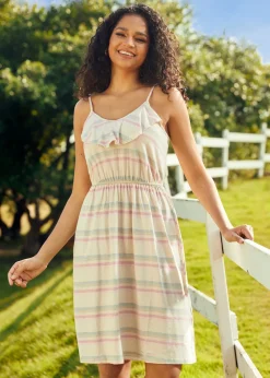 ModCloth Sunshine and Sand Bound Knit Sundress Cream Stripes New