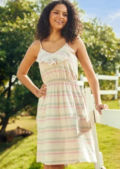 ModCloth Sunshine and Sand Bound Knit Sundress Cream Stripes New