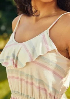 ModCloth Sunshine and Sand Bound Knit Sundress Cream Stripes New