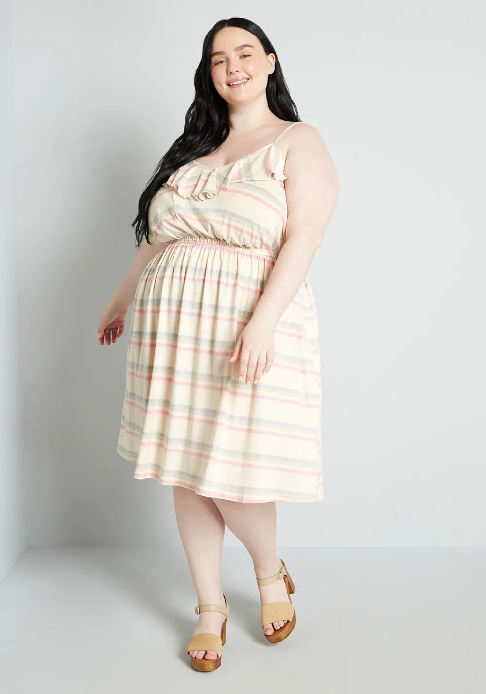 ModCloth Sunshine and Sand Bound Knit Sundress Cream Stripes New