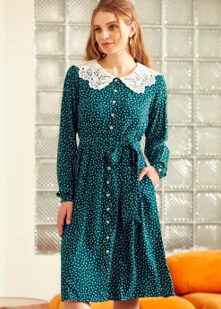 BTC Sway This Way Shirt Waist Dress All Over Emerald Best