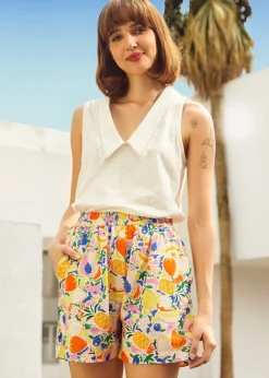 Sweet Stitched Collar V-Neck Top White Hot